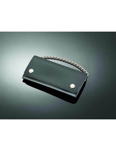 BIKER WALLET BLACK LEATHER WITH CHAIN